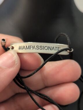 Alex and Ani Silver "#IAMPASSIONATE" Cord Bracelet with Black Cord